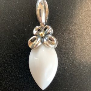 Ann King White Quartzite Pendant Orchid Collection Sterling Silver with 18k